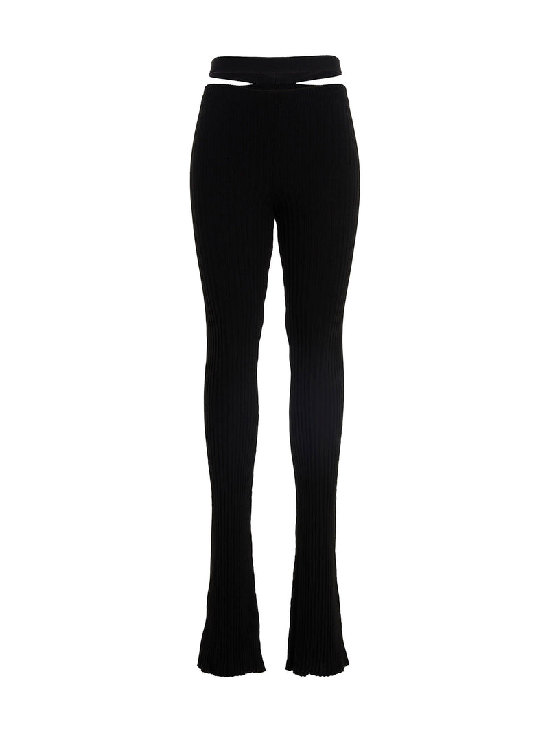 ANDREĀDAMO Black Viscose Flared Pants for Women