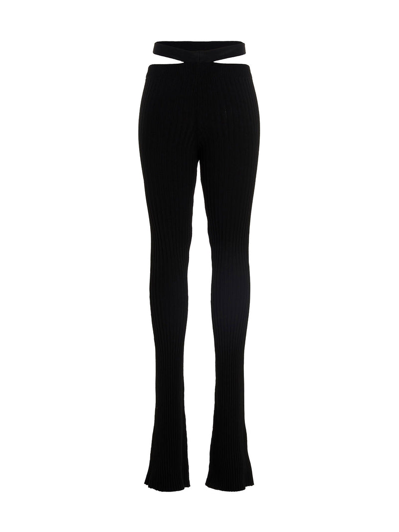 ANDREĀDAMO Black Viscose Flared Pants for Women
