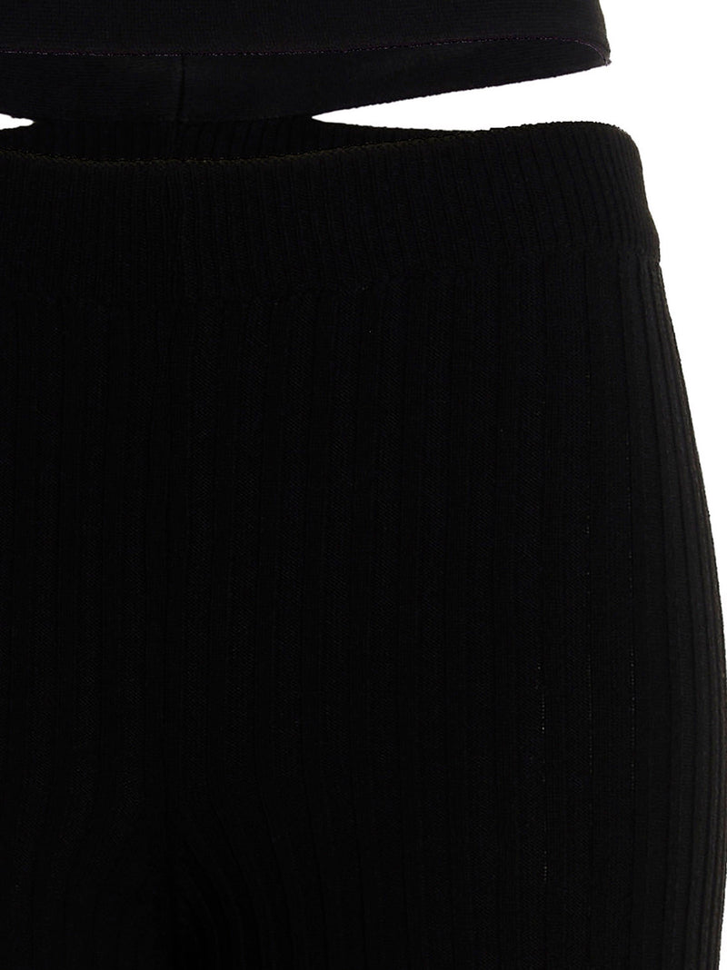 ANDREĀDAMO Black Viscose Flared Pants for Women