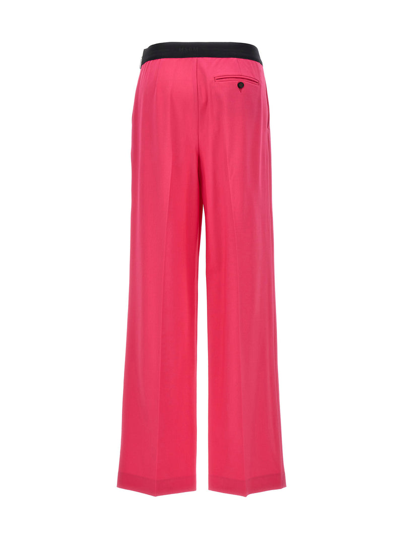 MSGM Fuchsia Virgin Wool Pants for Women