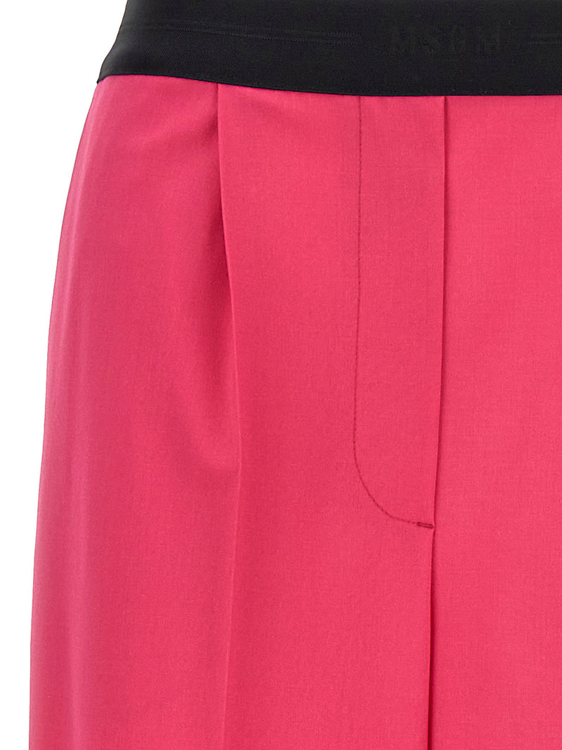 MSGM Fuchsia Virgin Wool Pants for Women