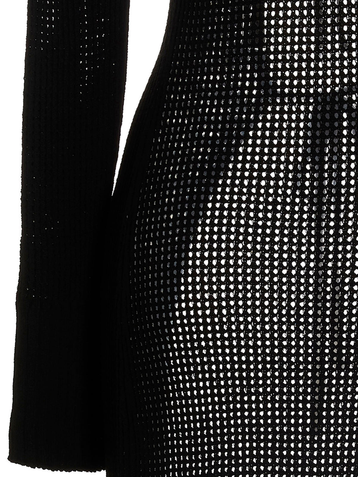 ANDREĀDAMO Black Viscose Cardigan - Elegant Openwork Design