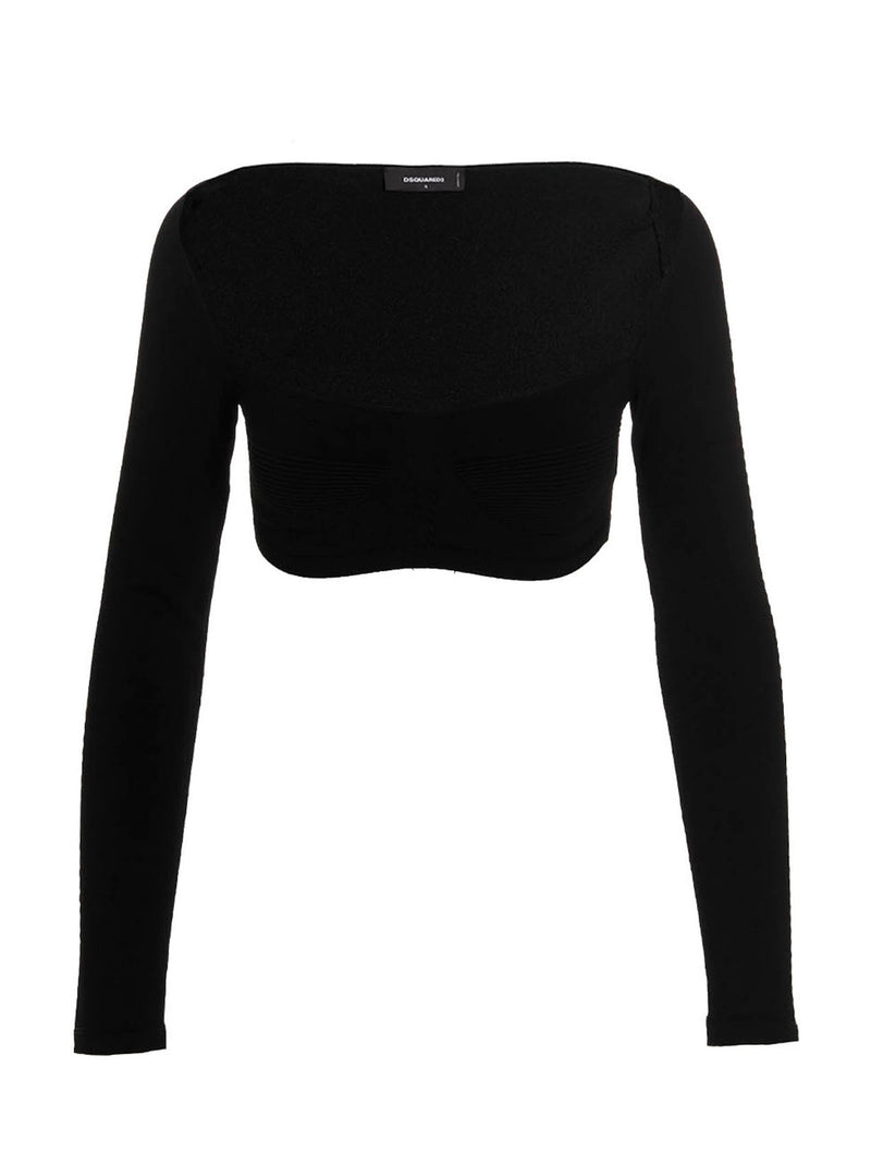 Dsquared² Black Viscose Cardigan - Cropped Sweater