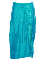Ganni Blue Recycled Polyester Midi Skirt
