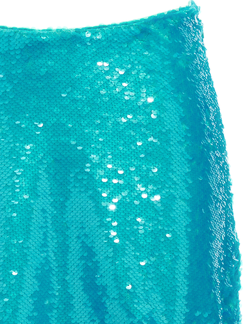 Ganni Blue Recycled Polyester Midi Skirt