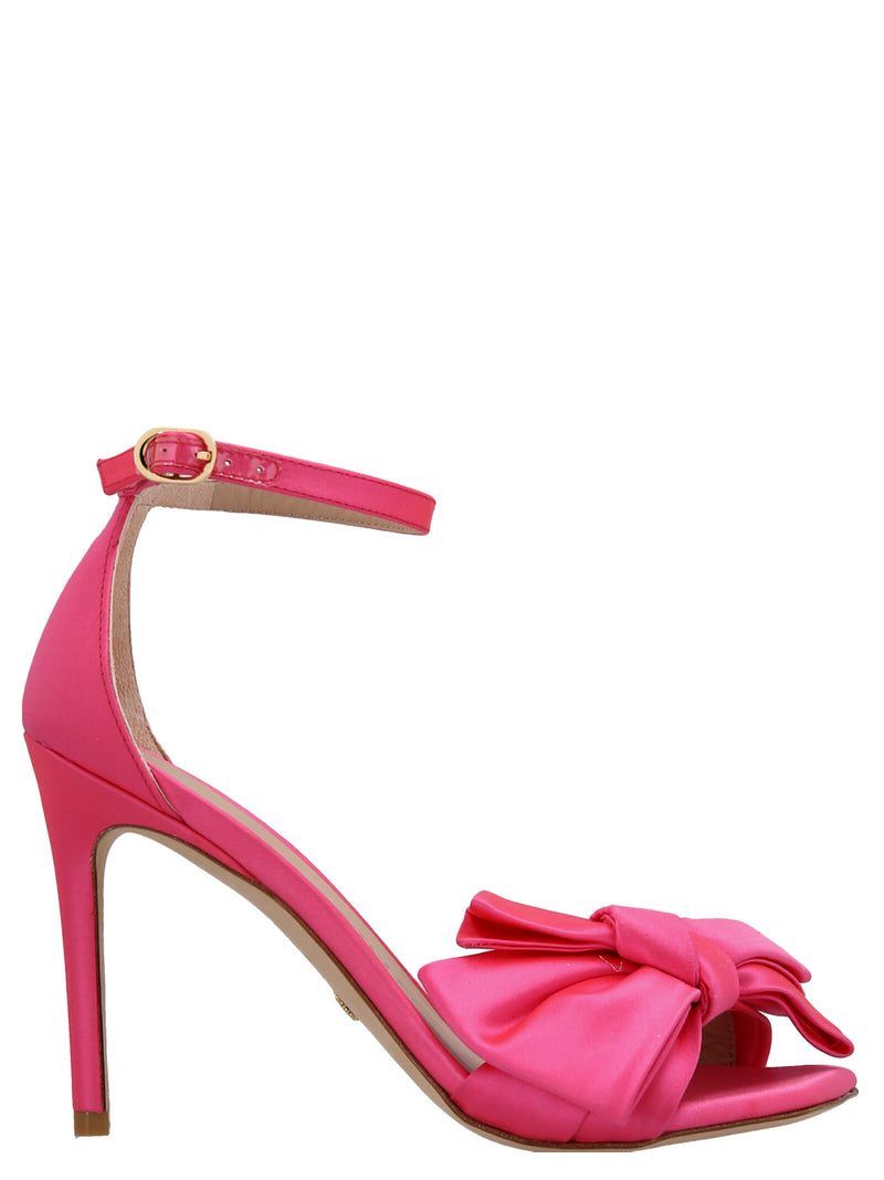 Stuart Weitzman Nudistcurver Loveknot Fuchsia Satin Sandals