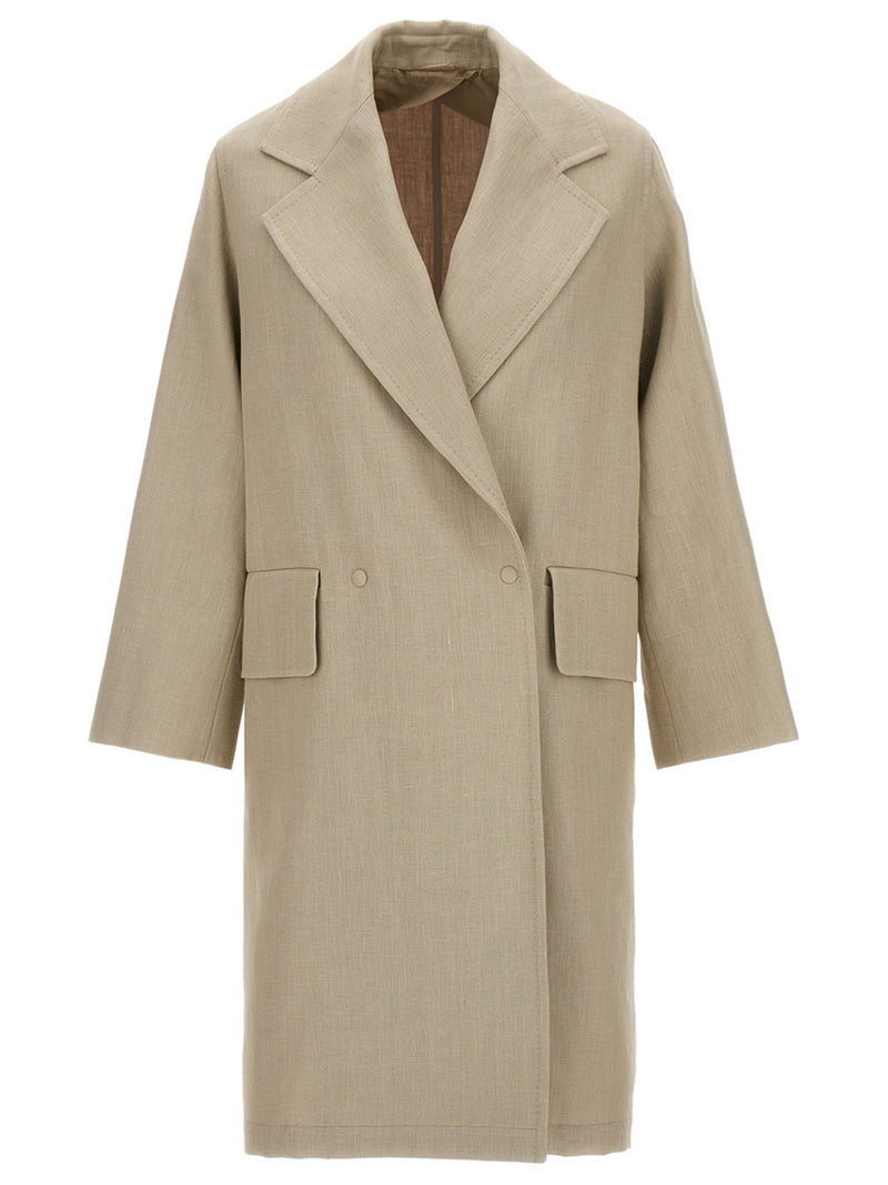 Max Mara Mescal Beige Linen Trench Coat