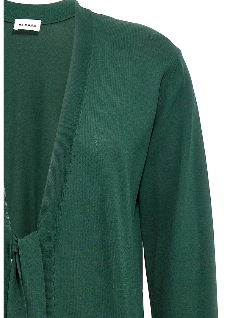 P.A.R.O.S.H. Bicolor Viscose Cardigan - Green