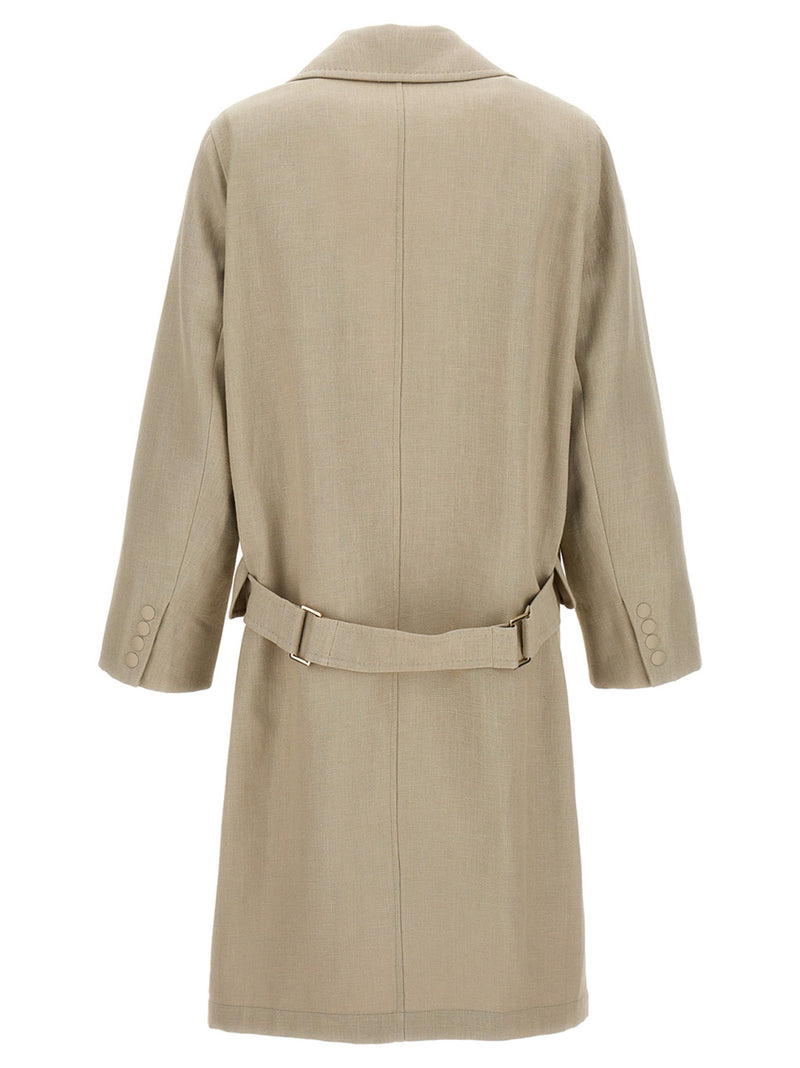 Max Mara Mescal Beige Linen Trench Coat