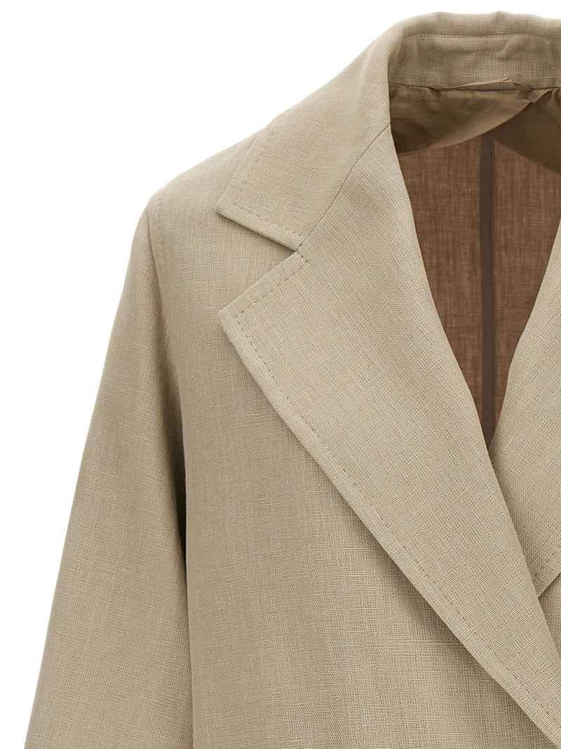 Max Mara Mescal Beige Linen Trench Coat