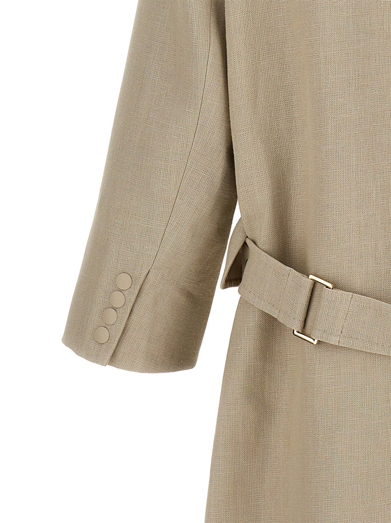 Max Mara Mescal Beige Linen Trench Coat