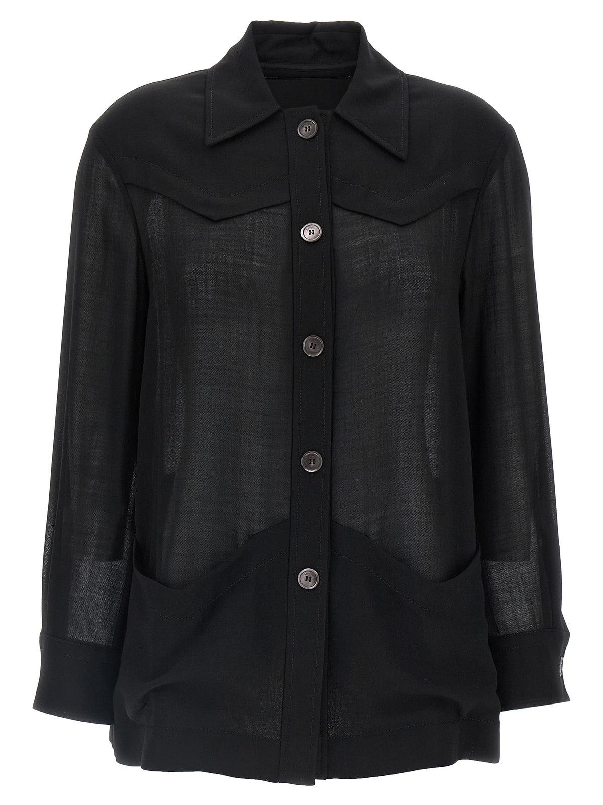 Ferragamo Black Virgin Wool Blouse - Elegant Shirt-Style Jacket