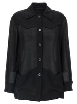 Ferragamo Black Virgin Wool Blouse - Elegant Shirt-Style Jacket