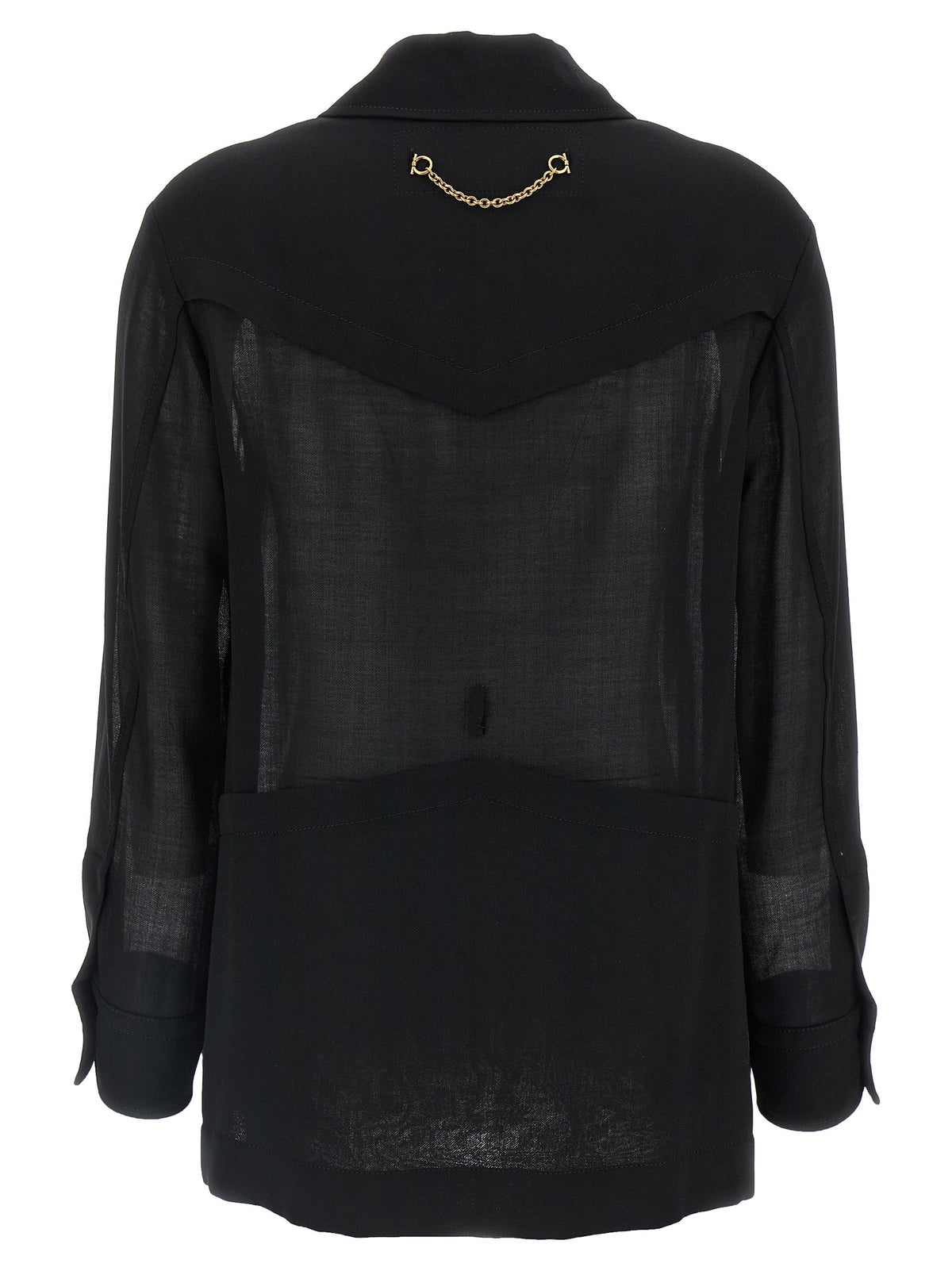 Ferragamo Black Virgin Wool Blouse - Elegant Shirt-Style Jacket