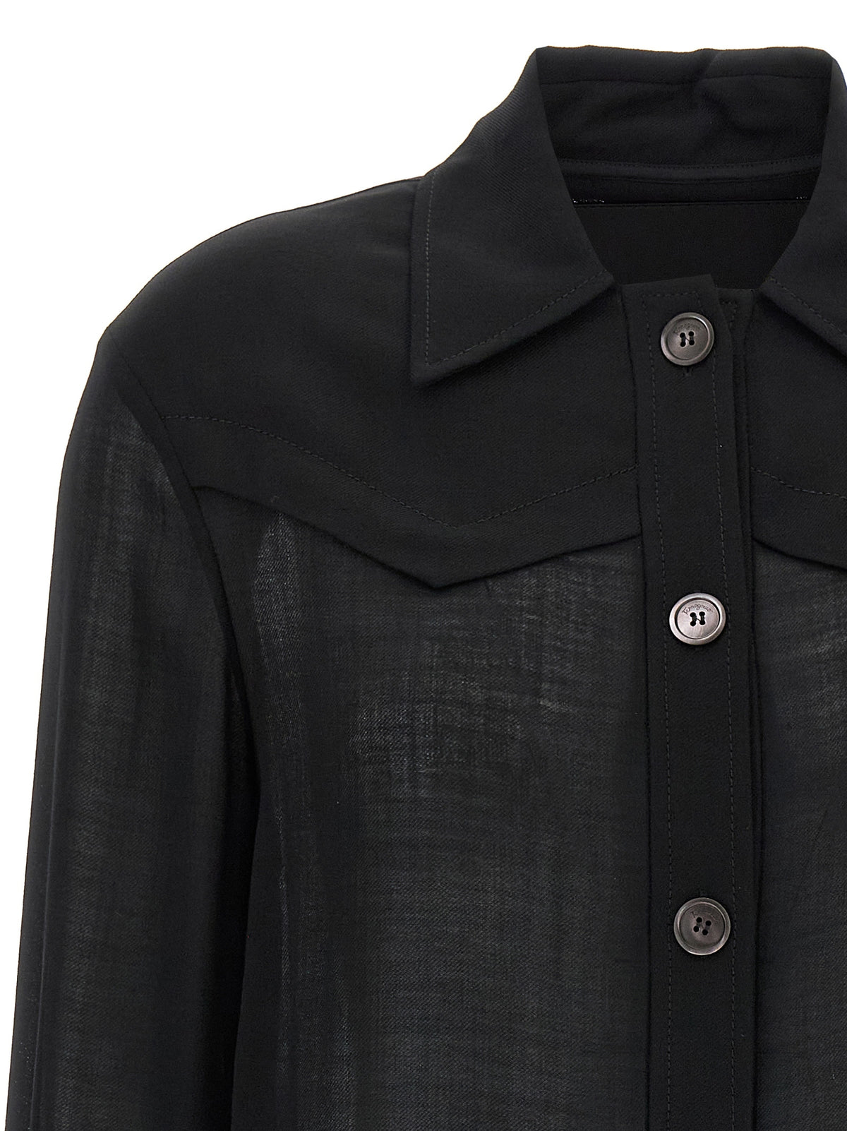 Ferragamo Black Virgin Wool Blouse - Elegant Shirt-Style Jacket
