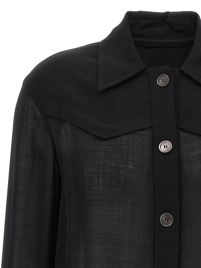 Ferragamo Black Virgin Wool Blouse - Elegant Shirt-Style Jacket