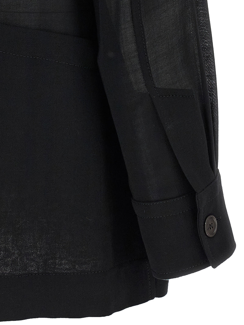 Ferragamo Black Virgin Wool Blouse - Elegant Shirt-Style Jacket