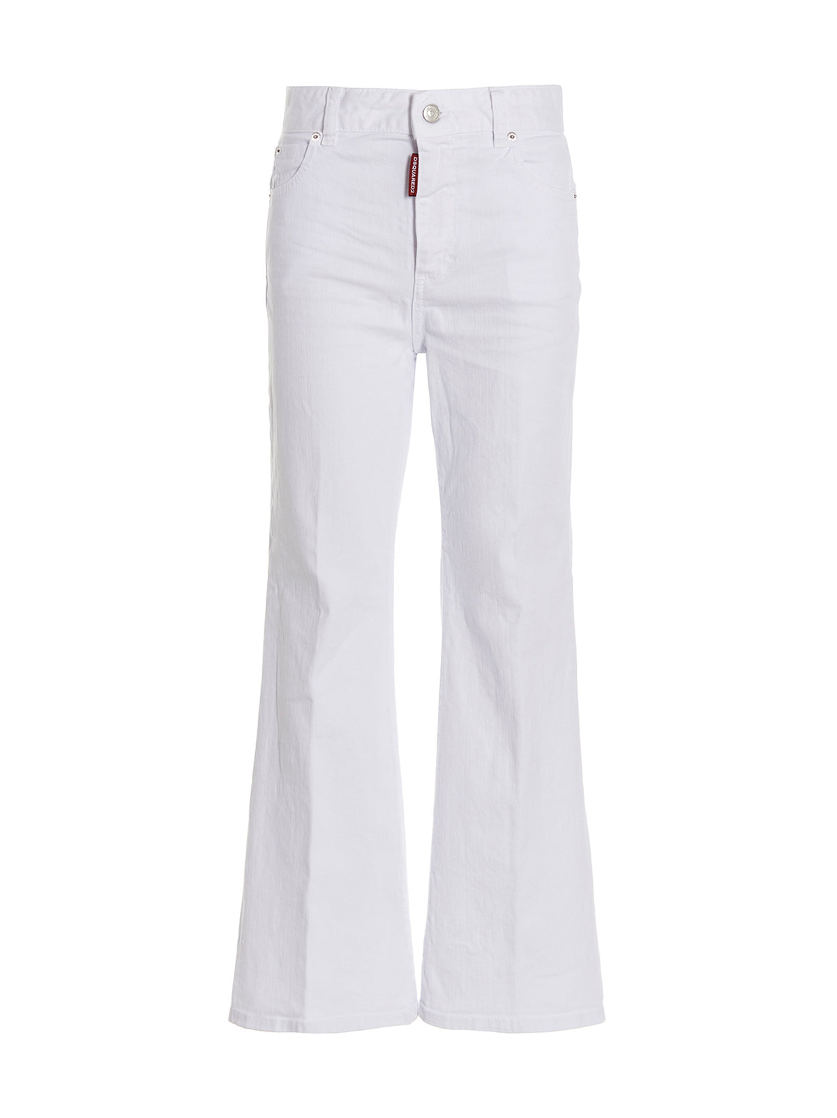 Dsquared² White Cotton Flared Jeans - Super Flared Cropped Style