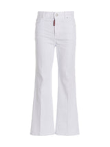 Dsquared² White Cotton Flared Jeans - Super Flared Cropped Style
