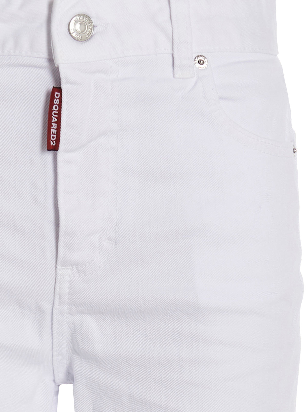 Dsquared² White Cotton Flared Jeans - Super Flared Cropped Style
