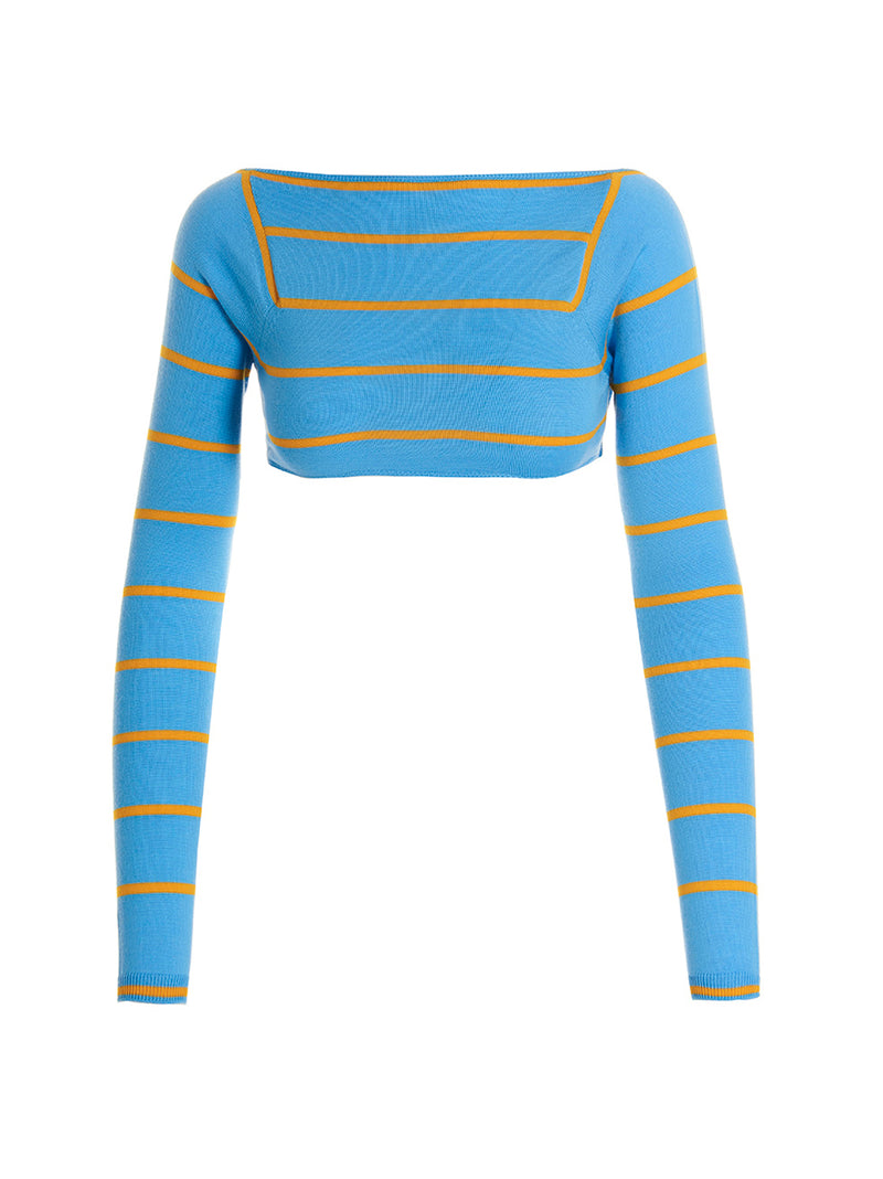 Emilio Pucci Blue Wool Cardigan with Cut-Out Detail