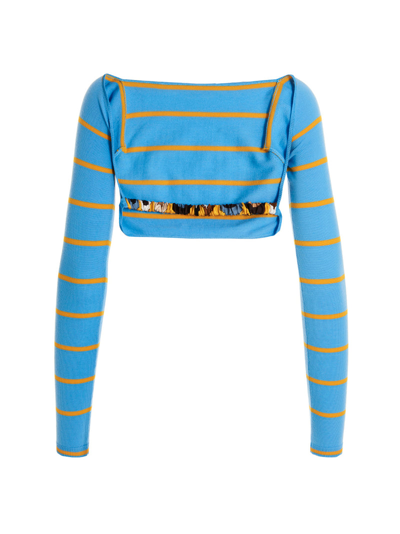 Emilio Pucci Blue Wool Cardigan with Cut-Out Detail