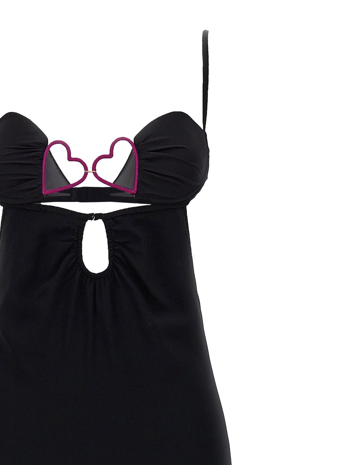 Nensi Dojaka Black Viscose Long Dress with Heart Bra Design