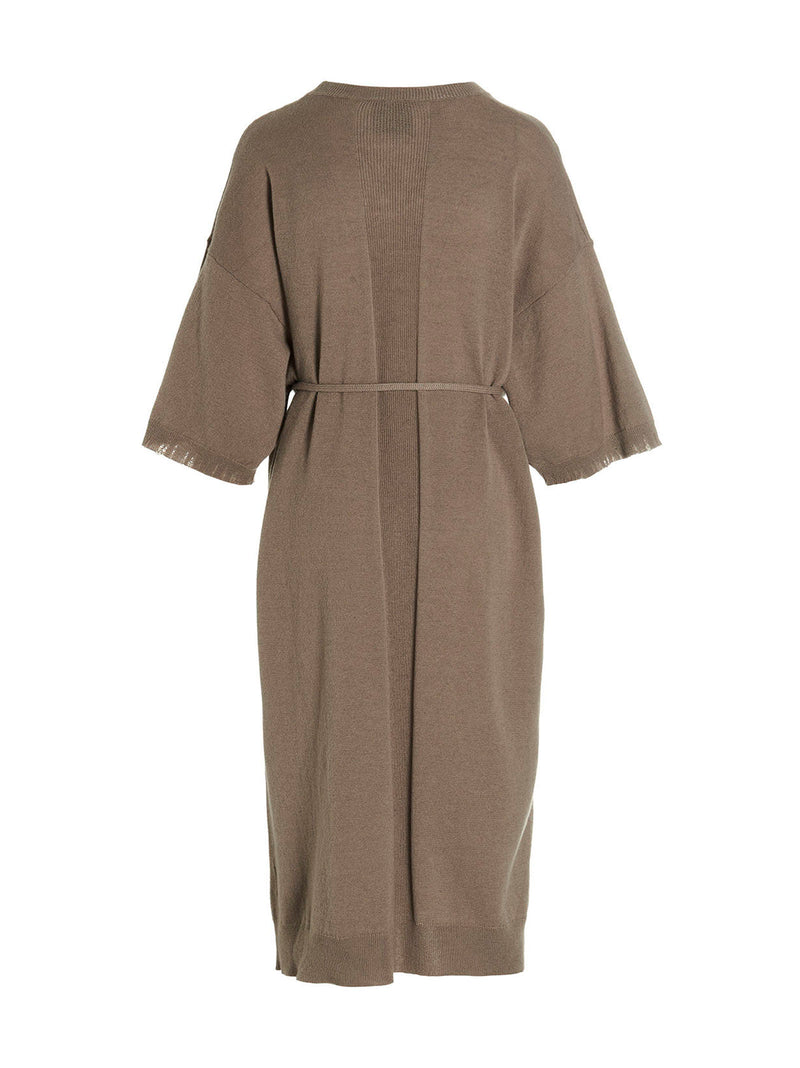 NUDE Beige Virgin Wool Long Dress - Elegant & Versatile