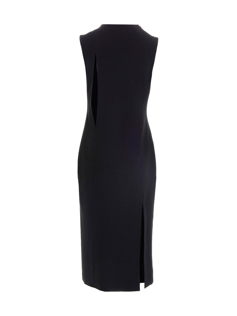 Versace Black Acetate Midi Dress with Cut-Out Details