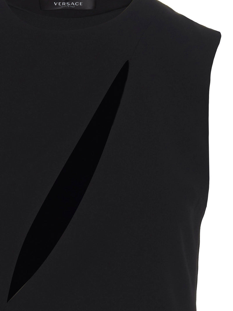 Versace Black Acetate Midi Dress with Cut-Out Details
