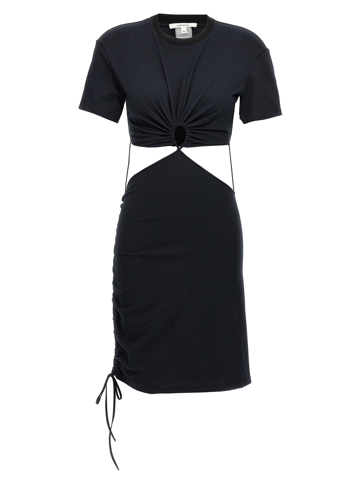 Nensi Dojaka Black Cotton Midi Dress with Cut-Out Details