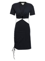 Nensi Dojaka Black Cotton Midi Dress with Cut-Out Details