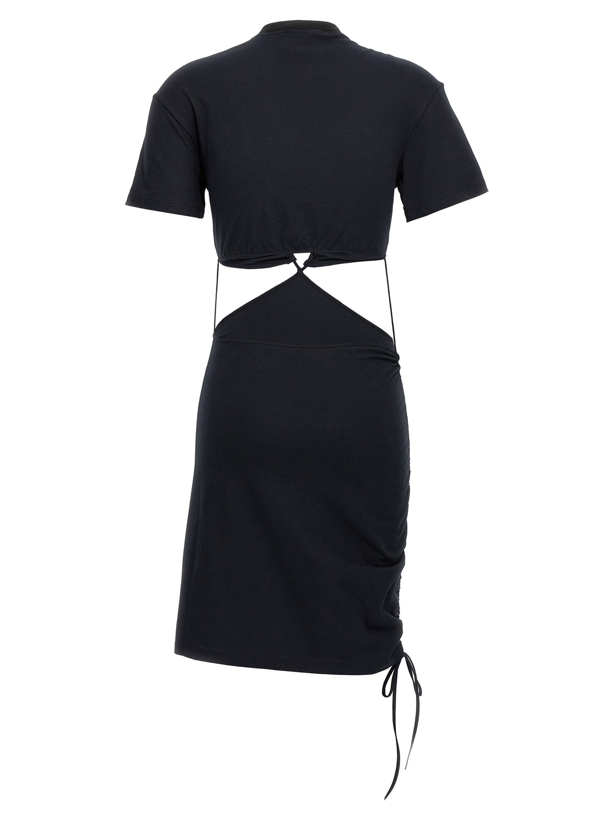 Nensi Dojaka Black Cotton Midi Dress with Cut-Out Details