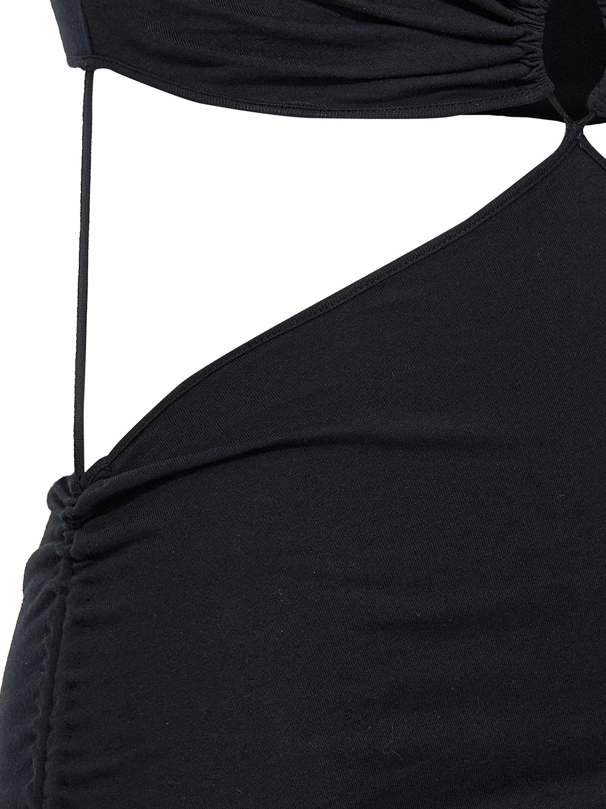 Nensi Dojaka Black Cotton Midi Dress with Cut-Out Details