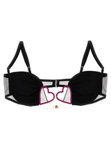 Nensi Dojaka Black Polyamide Bra with Heart Detail