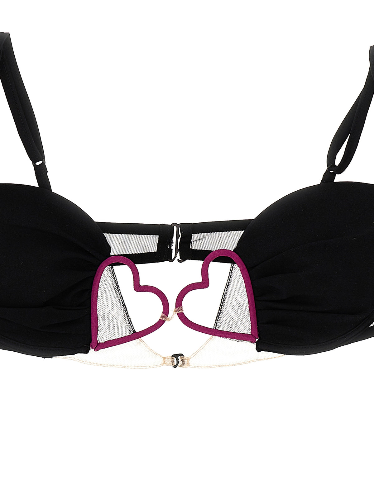 Nensi Dojaka Black Polyamide Bra with Heart Detail