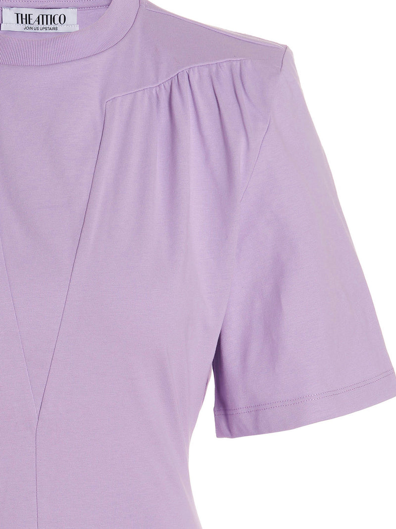 The Attico Jewel Purple Cotton T-Shirt with Shoulder Pads