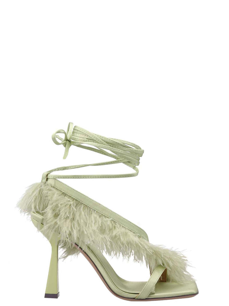 SEBASTIAN Bicolor Viscose Stiletto Heel Sandals - Feather Wrap