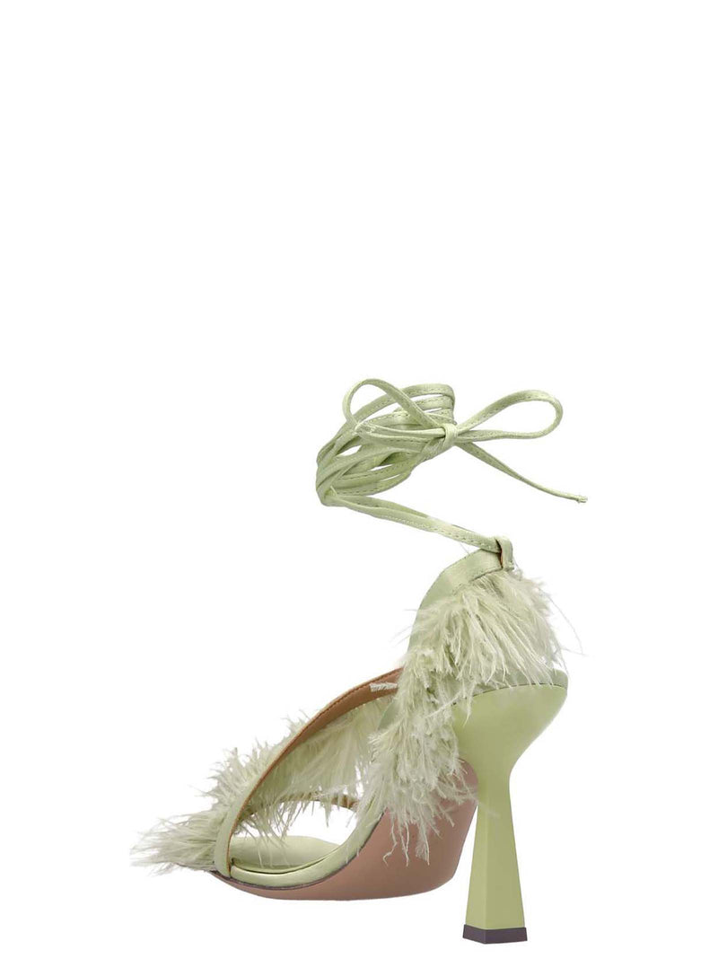 SEBASTIAN Bicolor Viscose Stiletto Heel Sandals - Feather Wrap