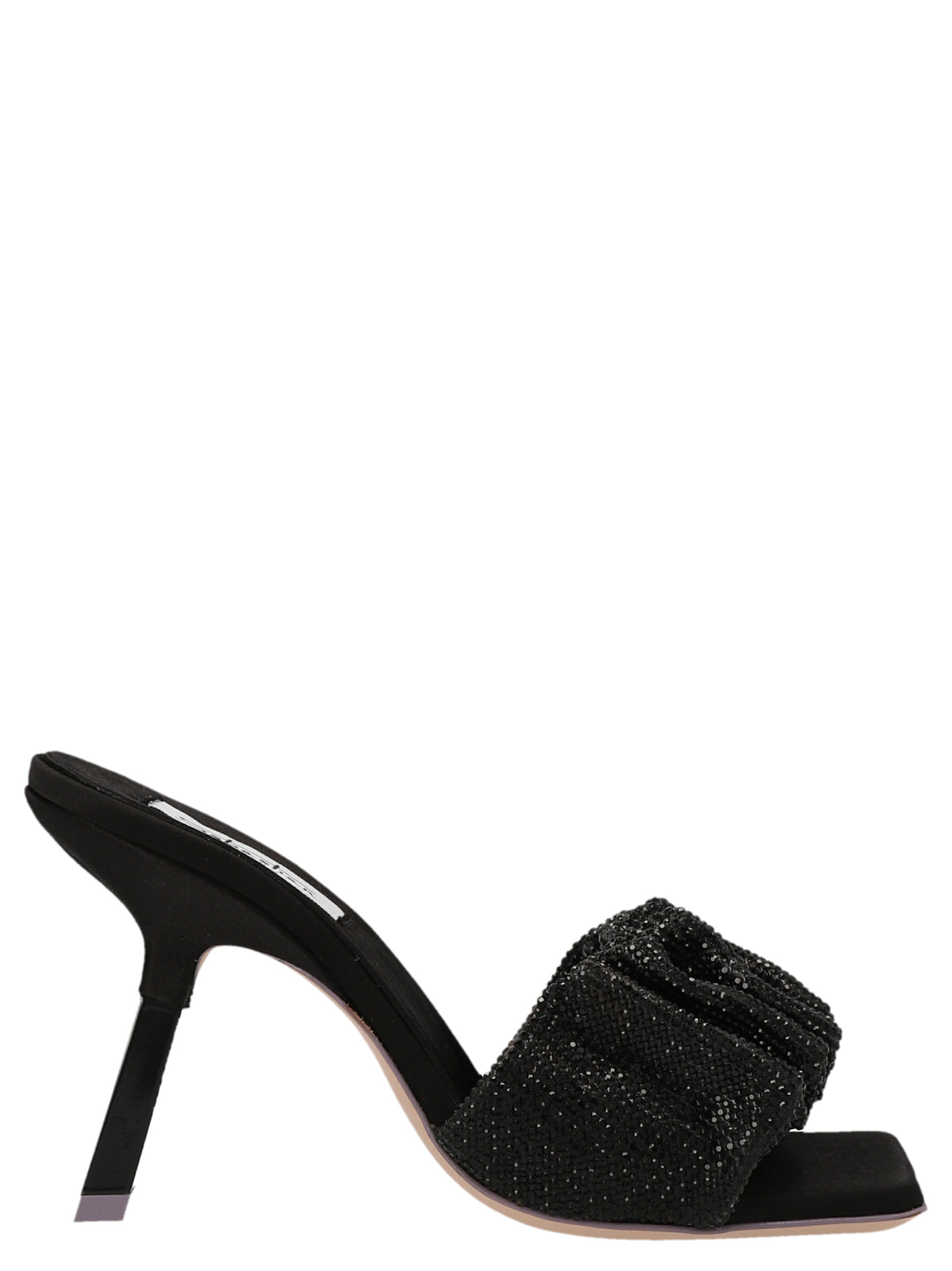 SEBASTIAN Black Goatskin Stiletto Heel Sandals - Cher Model