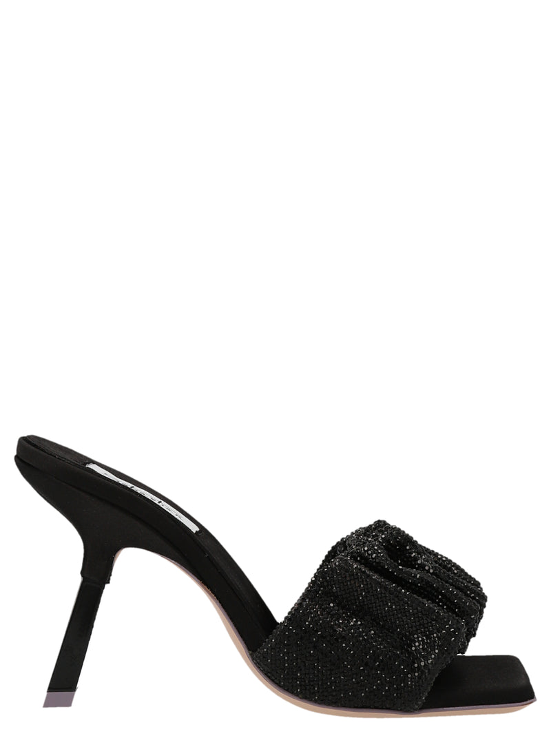 SEBASTIAN Black Goatskin Stiletto Heel Sandals - Cher