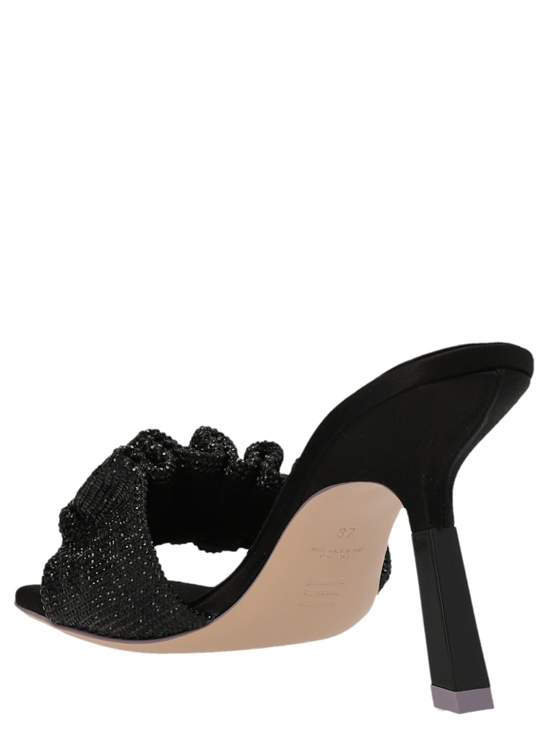 SEBASTIAN Black Goatskin Stiletto Heel Sandals - Cher