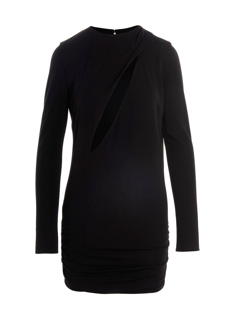 Versace Black Viscose Short Dress with Cut-Out Details