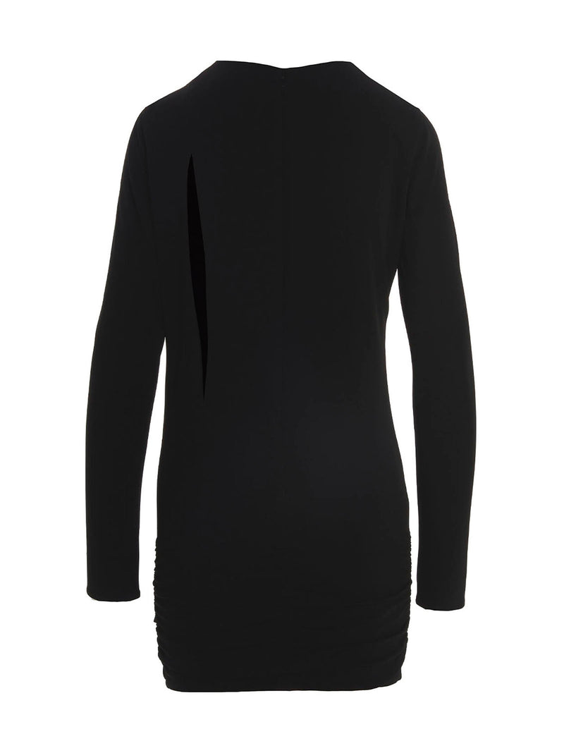 Versace Black Viscose Short Dress with Cut-Out Details