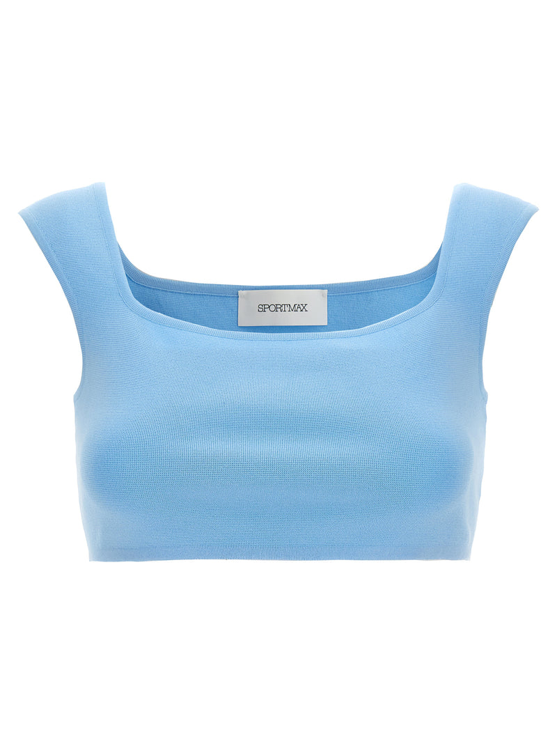 Sportmax Fulmine Light Blue Cotton Sleeveless T-Shirt