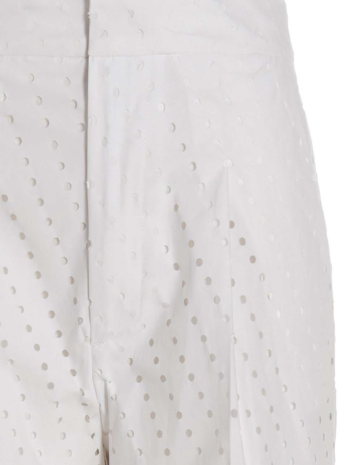 NUDE White Cotton Casual Pants - High Waist Straight Leg