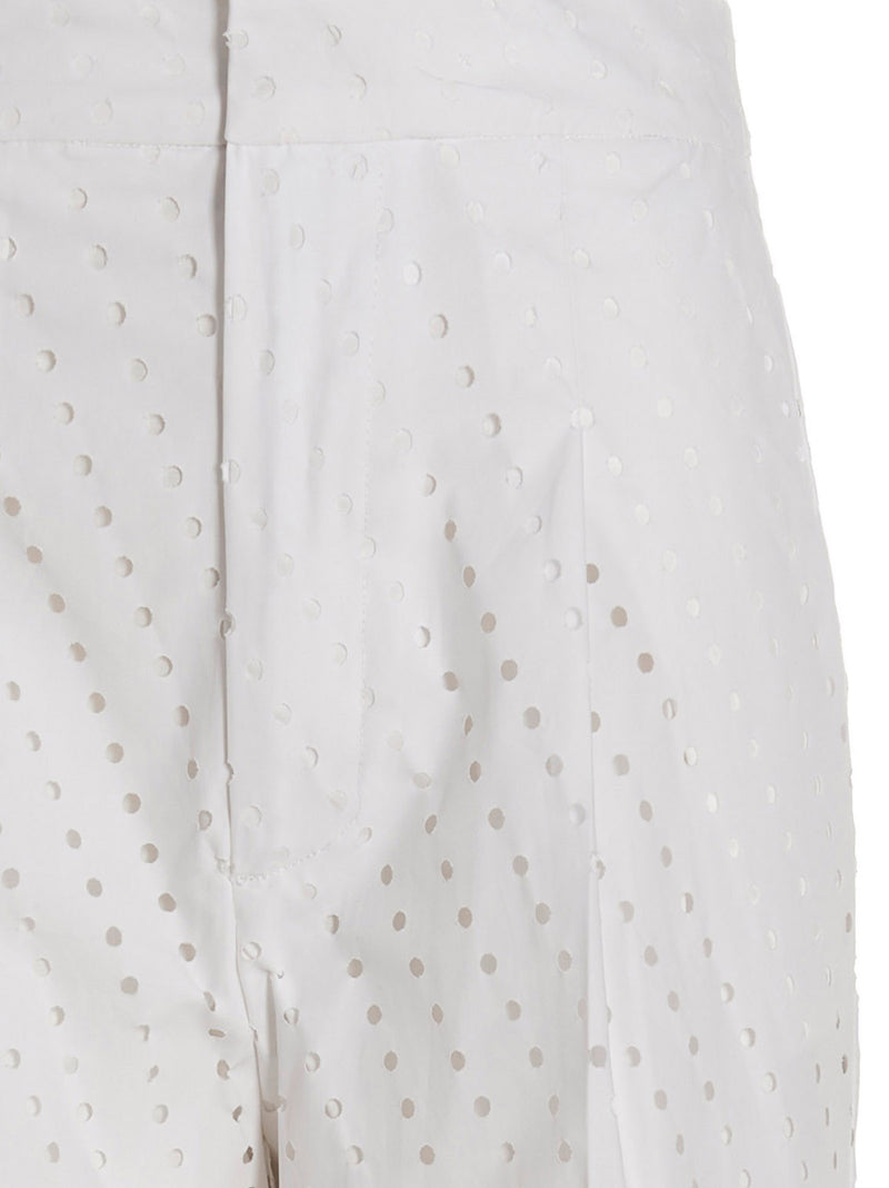 NUDE White Cotton Casual Pants - High Waist Straight Leg