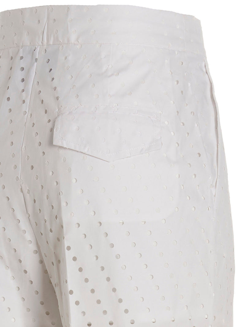 NUDE White Cotton Casual Pants - High Waist Straight Leg