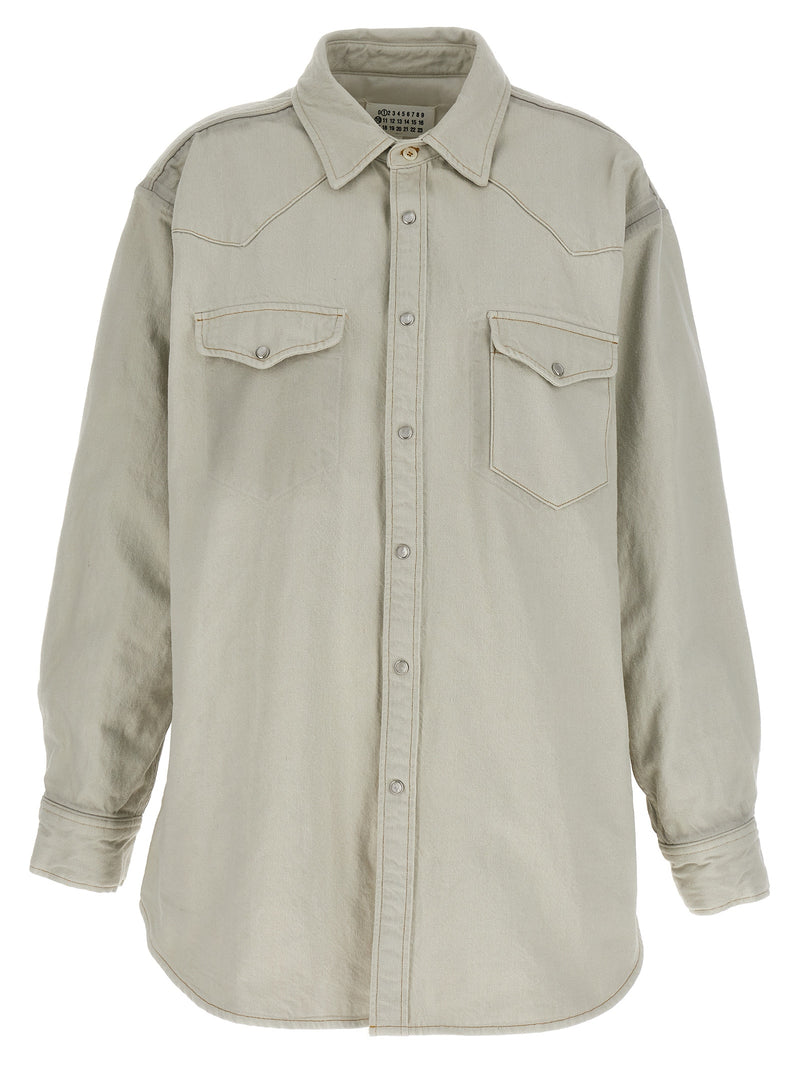 Maison Margiela White Cotton Denim Jacket - Padded Overshirt