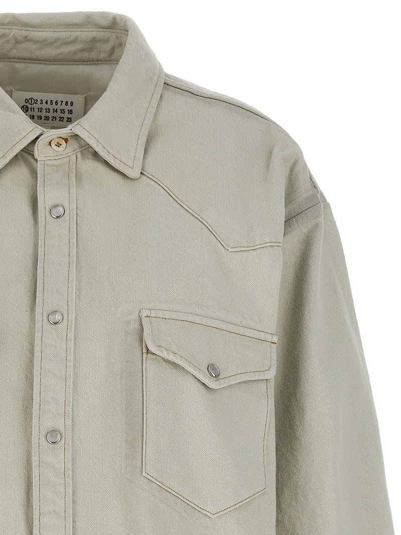 Maison Margiela White Cotton Denim Jacket - Padded Overshirt